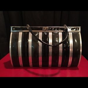 Cool black & aluminum patent leather purse